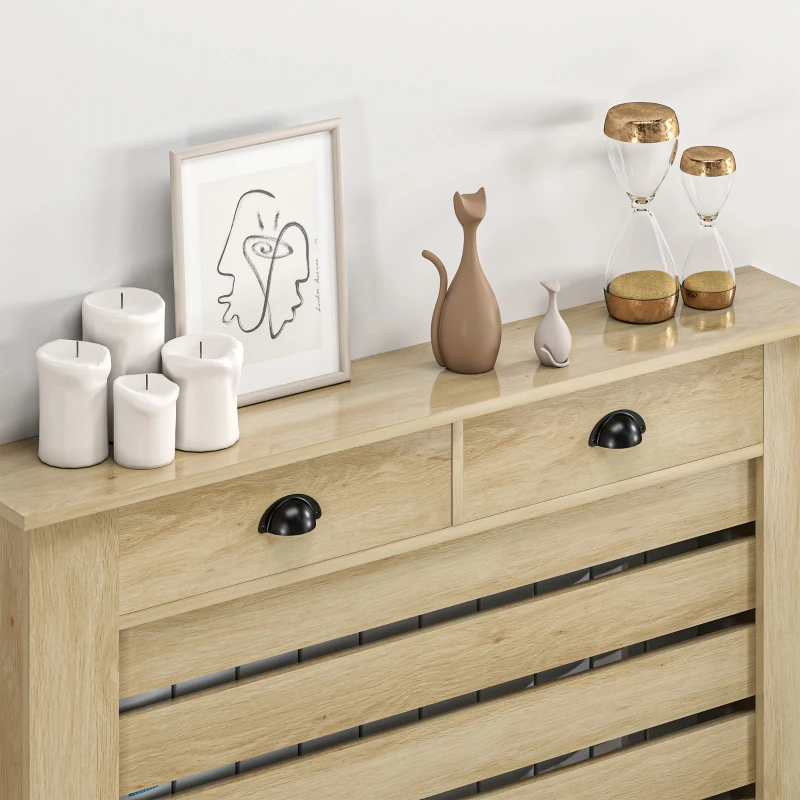HOMCOM Cubre Radiadores de MDF con Cajón Cubierta para Radiador para Salón Dormitorio Pasillo 111x19x95,5 cm Roble(m-9)