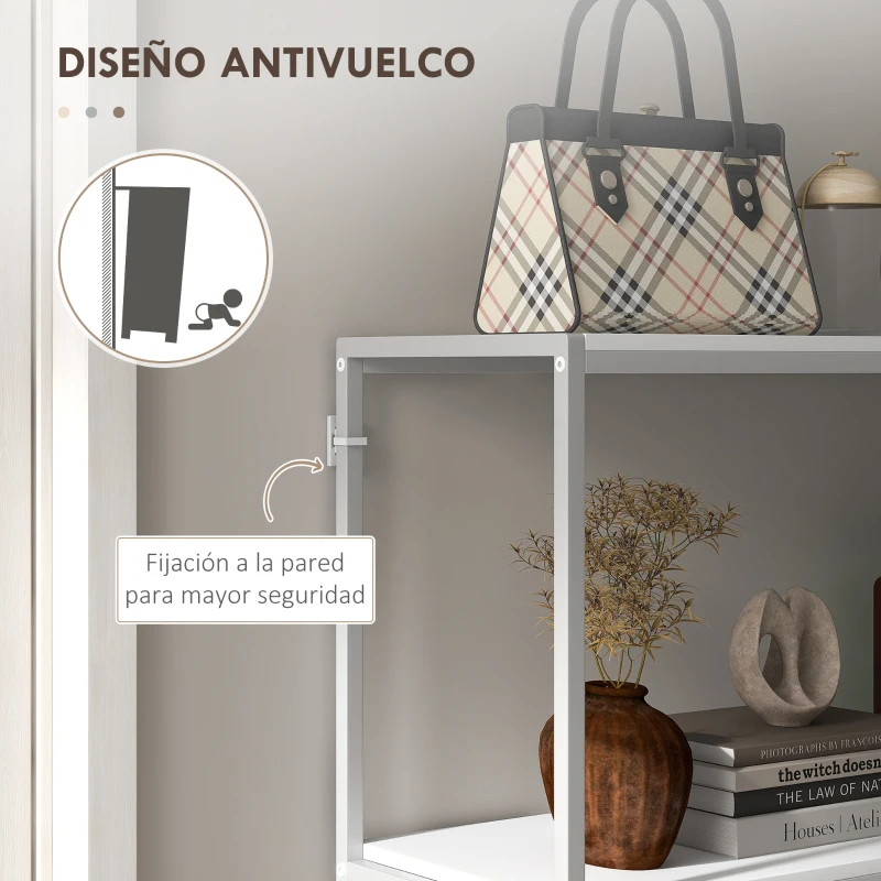 HOMCOM Mesa de Entrada con Estante Abierto y Estructura de Acero Antivuelco para Salón Pasillo 100x30x87 cm Blanco