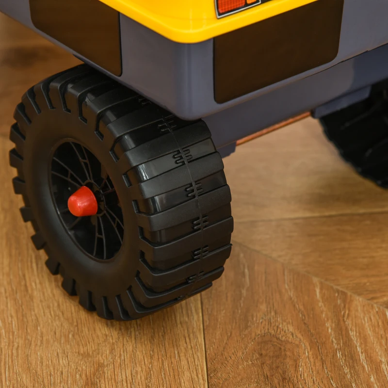 HOMCOM Porteur Enfant tractopelle 2-3 Ans Pelleteuse articulée avec Pince Incluse Effets sonores Lumineux PP Jaune(m-9)