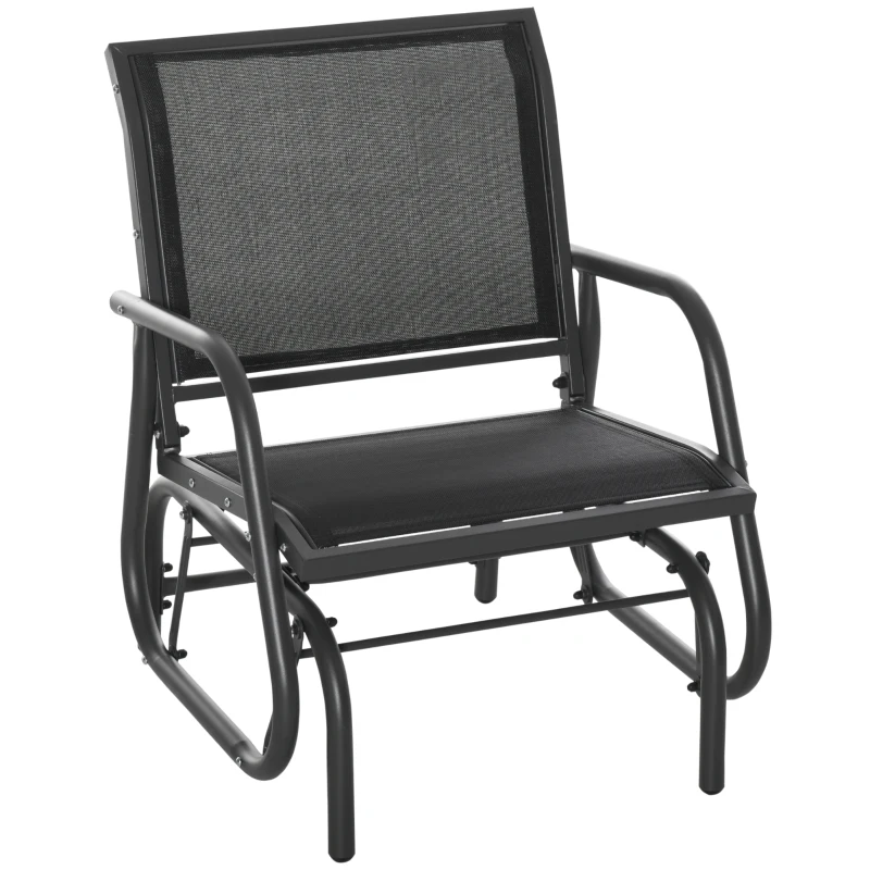Outsunny Fauteuil à Bascule de Jardin Rocking Chair Design Contemporain métal textilène Noir