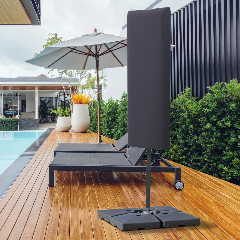 Outsunny Outdoor Cantilever Umbrella Cover Parasol with Rod, Zipper, Dark Grey