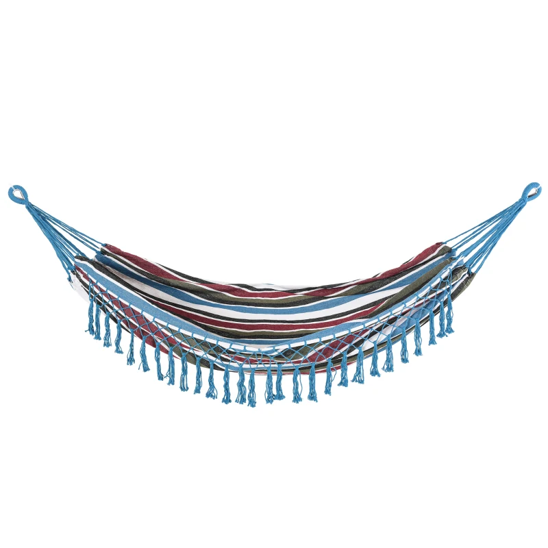 Outsunny Hamac de Voyage Portable Style Hippie Chic Toile de hamac dim. 2,85L x 1,5l m Coton Polyester Multicolore