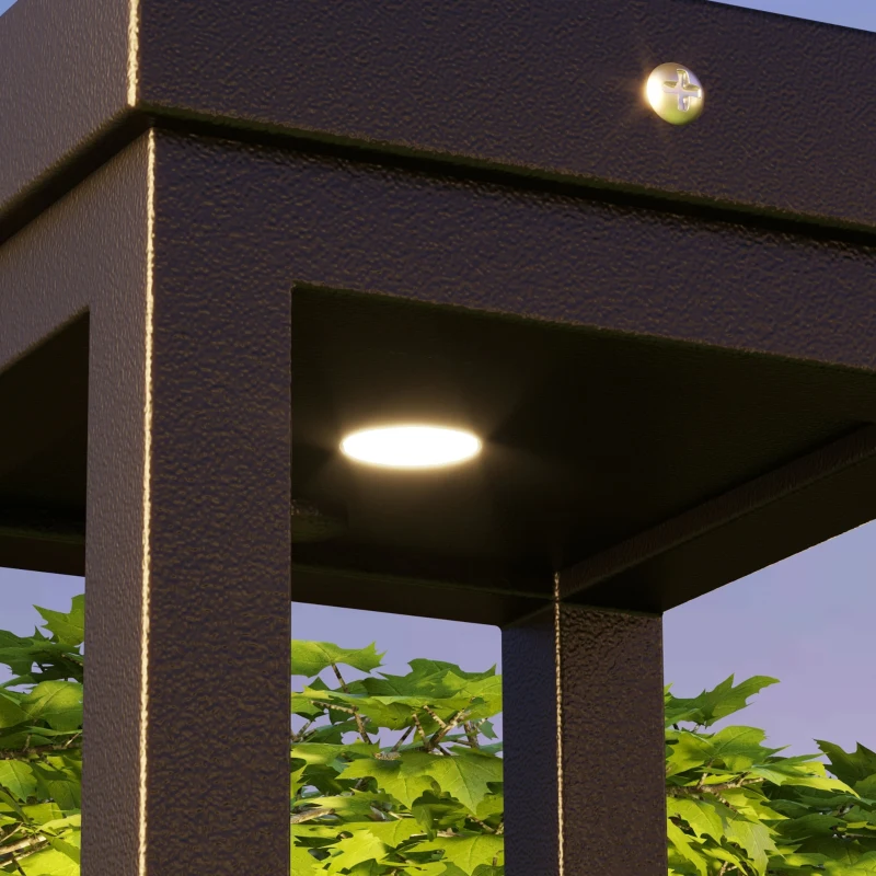 Outsunny Gartenleuchte, Solarbetrieb, bis 10h Leuchtdauer, Einschaltautomatik, wetterfest, 12,5 x 12,5 x 50 cm, Schwarz