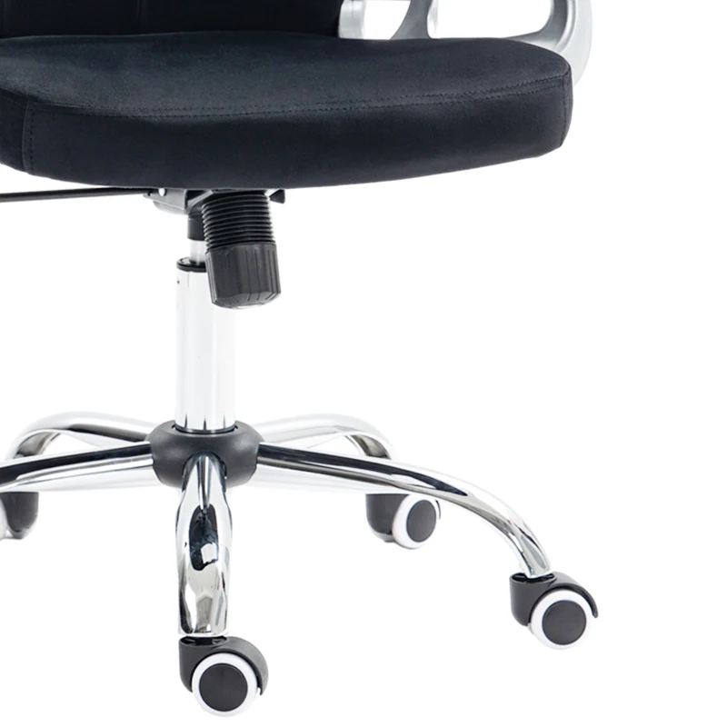 Vinsetto Bürostuhl, Knopfheftung, Samtoptik, höhenverstellbar, ergonomisch, bis 120 kg, Schwarz