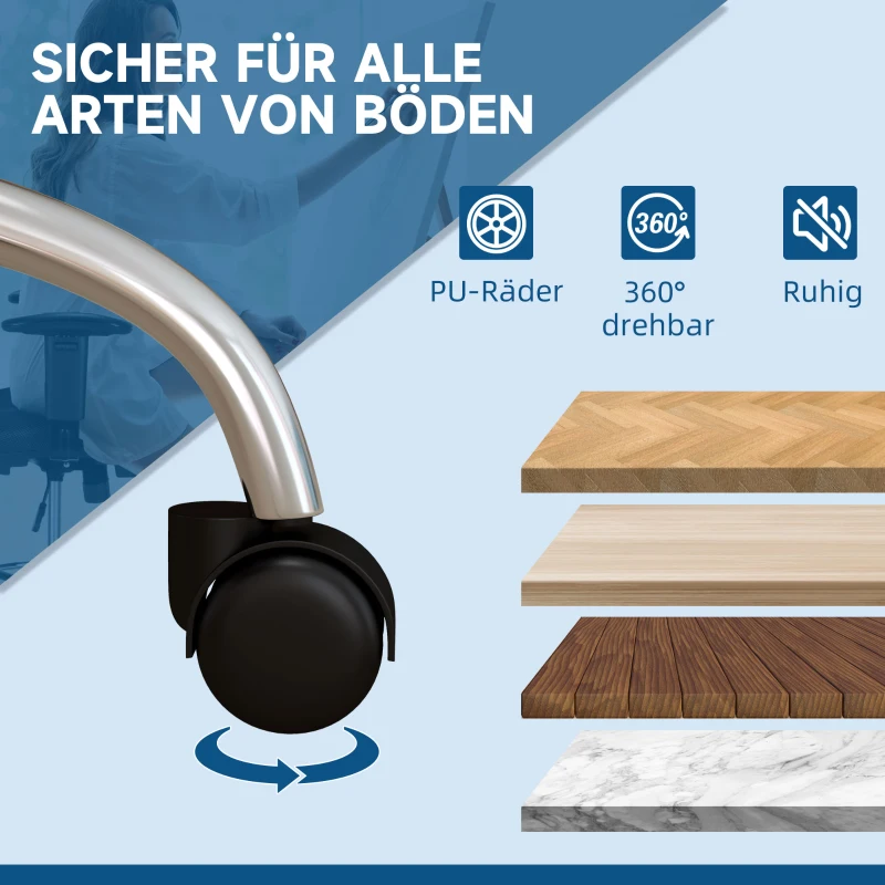 Vinsetto Bürostuhl Schreibtischstuhl, höhenverstellbar, Neigungsfunktion, 60 cm x 60 cm x 92 cm, Grau