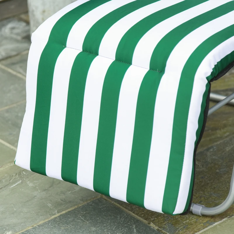 Outsunny Gartenliegen 2er-Set klappbar mit Auflagen 60 x 75 x 102 cm Stahl Grün+WeiB