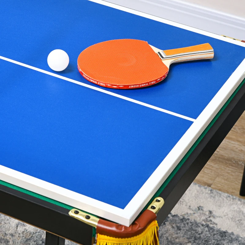 SPORTNOW Tavolo da Gioco Pieghevole 2 in 1 per Biliardo e Ping pong con Accessori Inclusi, 140x63x60-80 cm