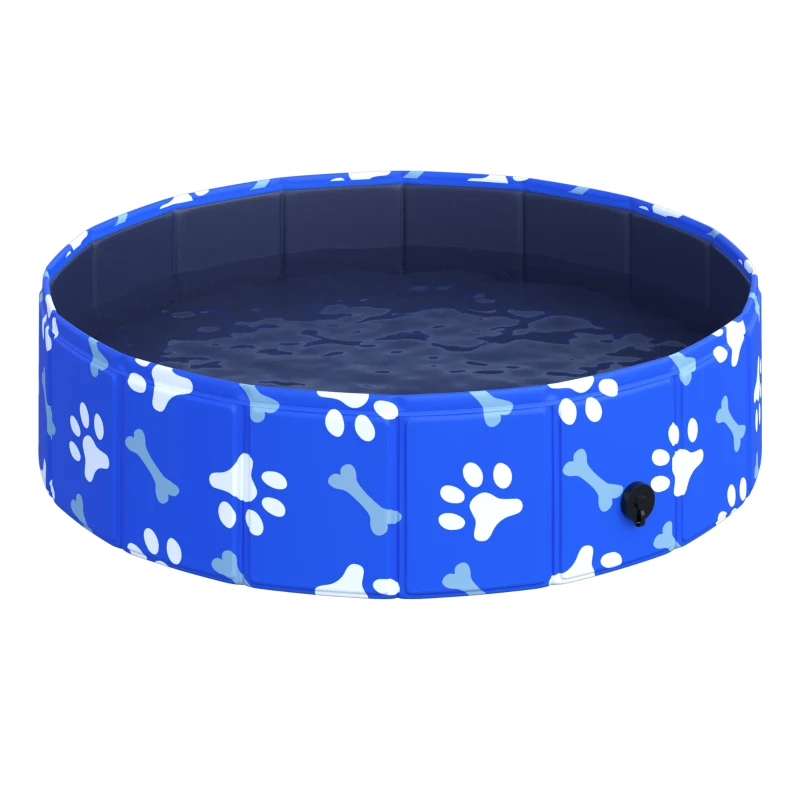 PawHut Foldable Dog Paddling Pool Pet Cat Swimming Pool Indoor/Outdoor Collapsible Bathing Tub Shower Tub Puppy Φ80 × 20H cm S Sized