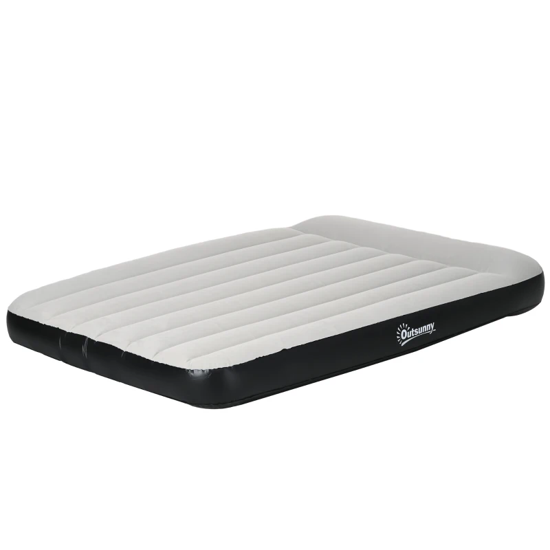 Outsunny Materasso Gonfiabile Matrimoniale con Cuscino Integrato, Pompa e Borsa, 152x203x30cm, Grigio
