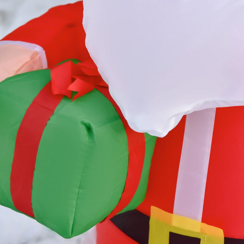 HOMCOM 120cm Babbo Natale Gonfiabile e Gigante, Decorazione Natalizia Impermeabile da Esterno con Luci a LED