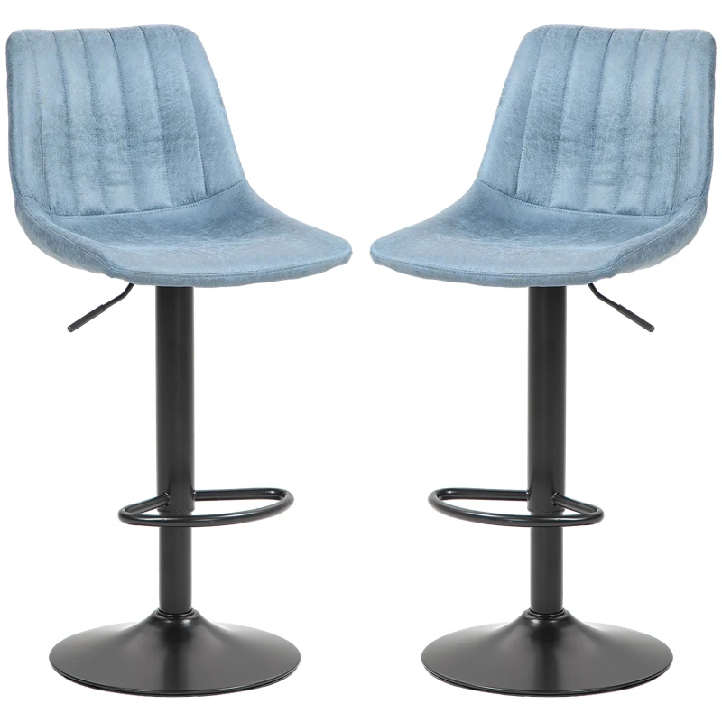 HOMCOM Set of Two Retro Tub Bar Stools - Blue