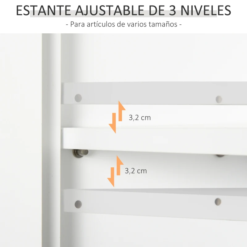 HOMCOM Armario de Pared para Baño con 2 Puertas y Estante Abierto para Aseo Dormitorio Ducha 60x19,8x58 cm Blanco