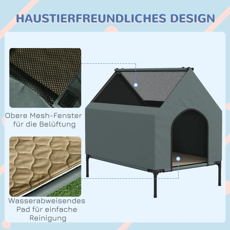 PawHut Hundebett mit abnehmbarer Abdeckung, Liegekissen, 81x54x78 cm, Grau/Schwarz