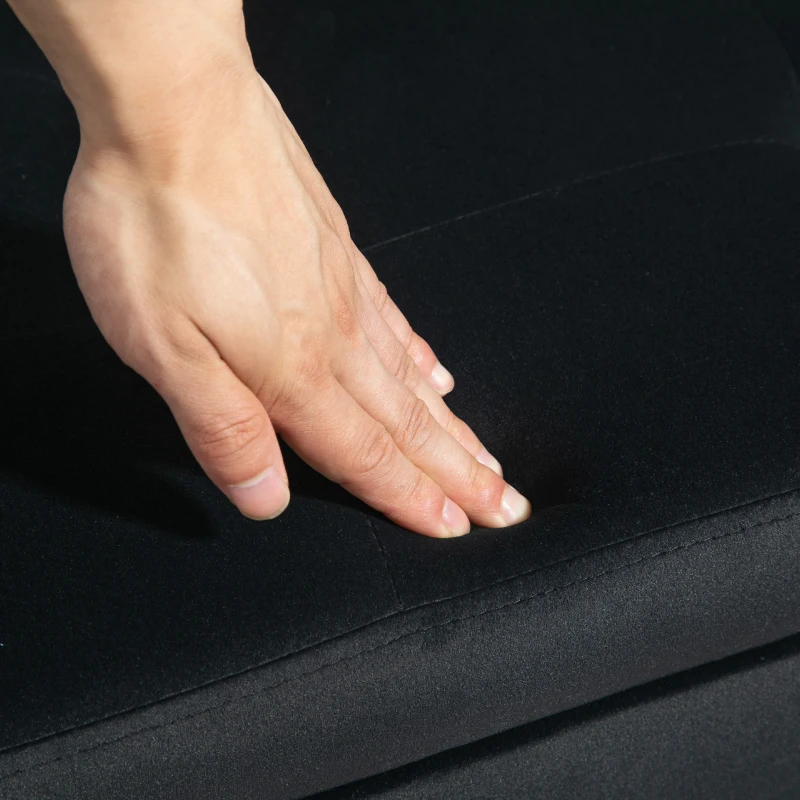 HOMCOM Sitzbank mit Stauraum und Armlehnen, Truhenbank, samtartiges Polyester, Kautschukholz, Dunkelgrau, 107 x 42 x 65 cm