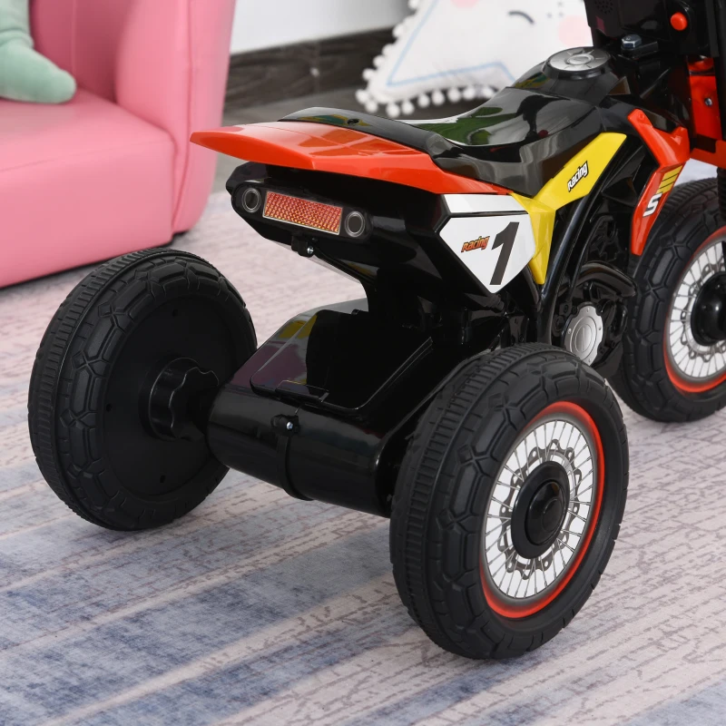 HOMCOM Tricycle Enfants Moto Cross Effets musicaux et Lumineux Coffre Rangement Rouge(m-9)