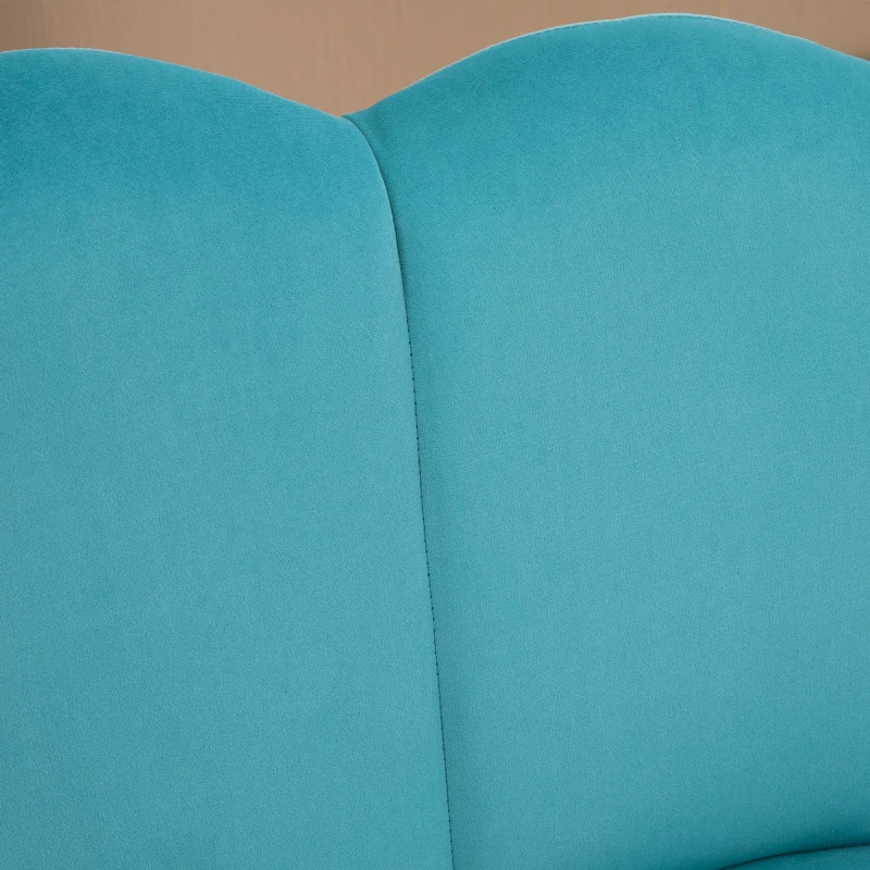 HOMCOM Divano 2 Posti in Velluto con Gambe in Metallo e Schienale a Conchiglia, 132x66x80cm, Verde