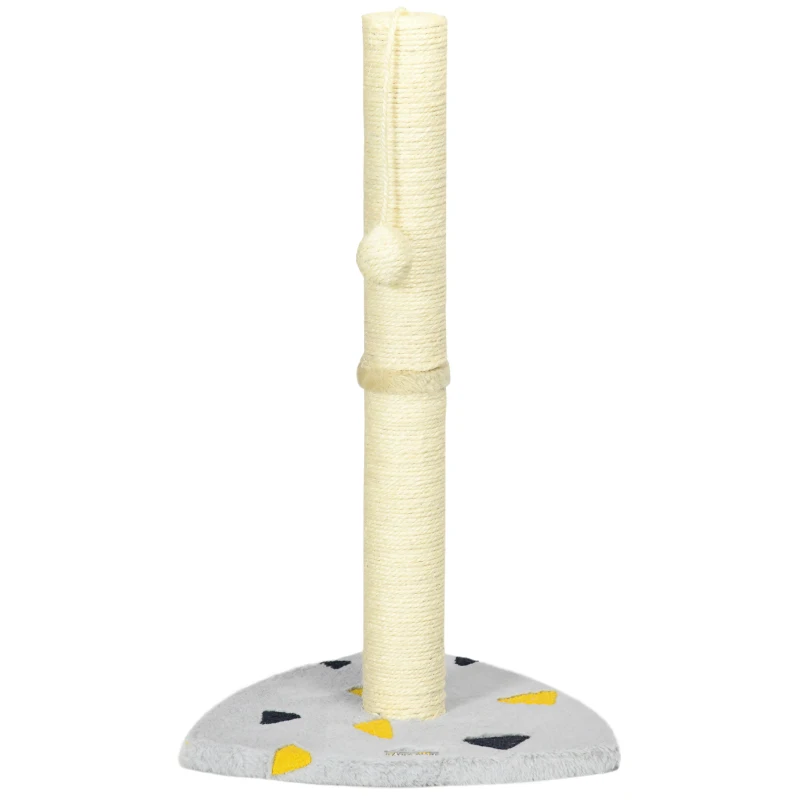 PawHut Kratzbaum, mit Spielball, kompakte Größe, robustes Juteseil, hellgrau+beige, 35 x 35 x 62 cm