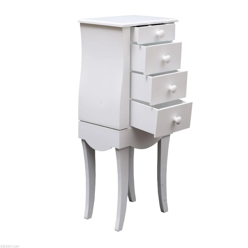 HOMCOM Armario Tocador Joyero 30x22x75cm con 1 Espejo 3 cajones y 2 colgadores Madera