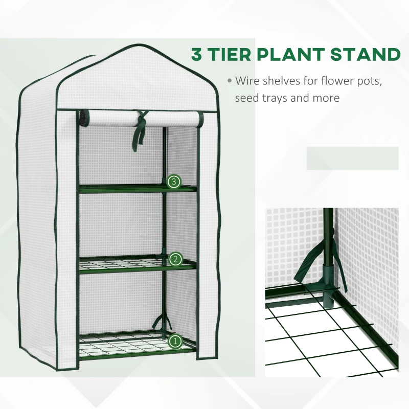 Outsunny Three-Tier Mini Greenhouse - White
