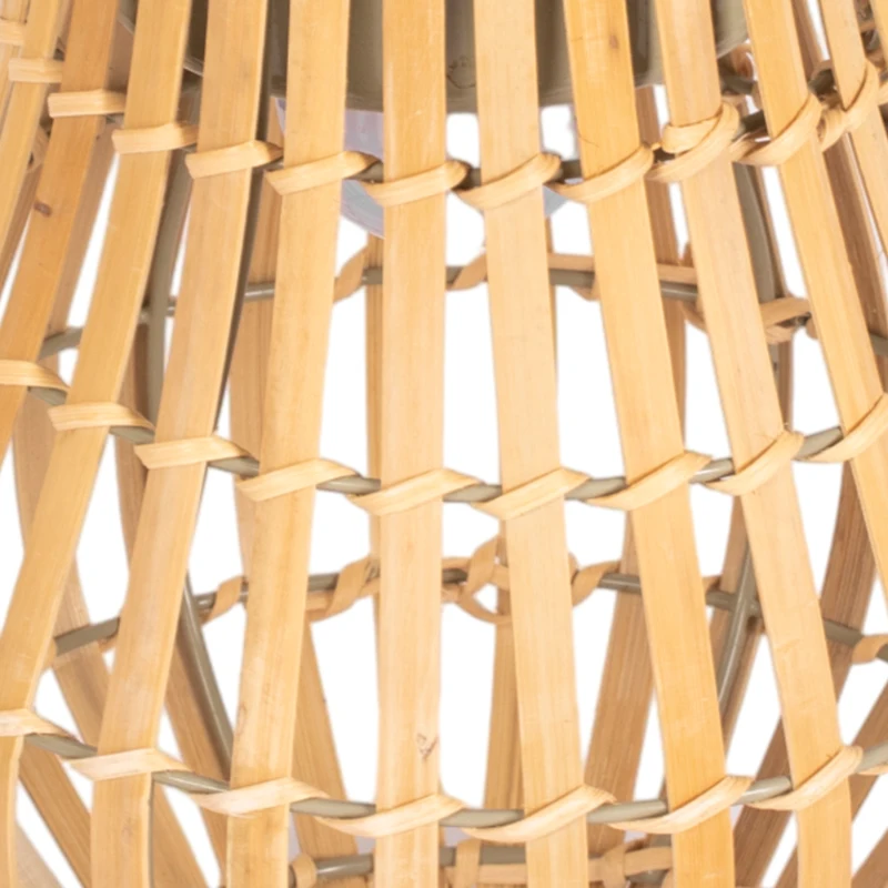 Outsunny Solar-Außenleuchte, 3 Helligkeitsstufen, Automatikbetrieb, Bambusschirm, Ø18,5 x 22 cm