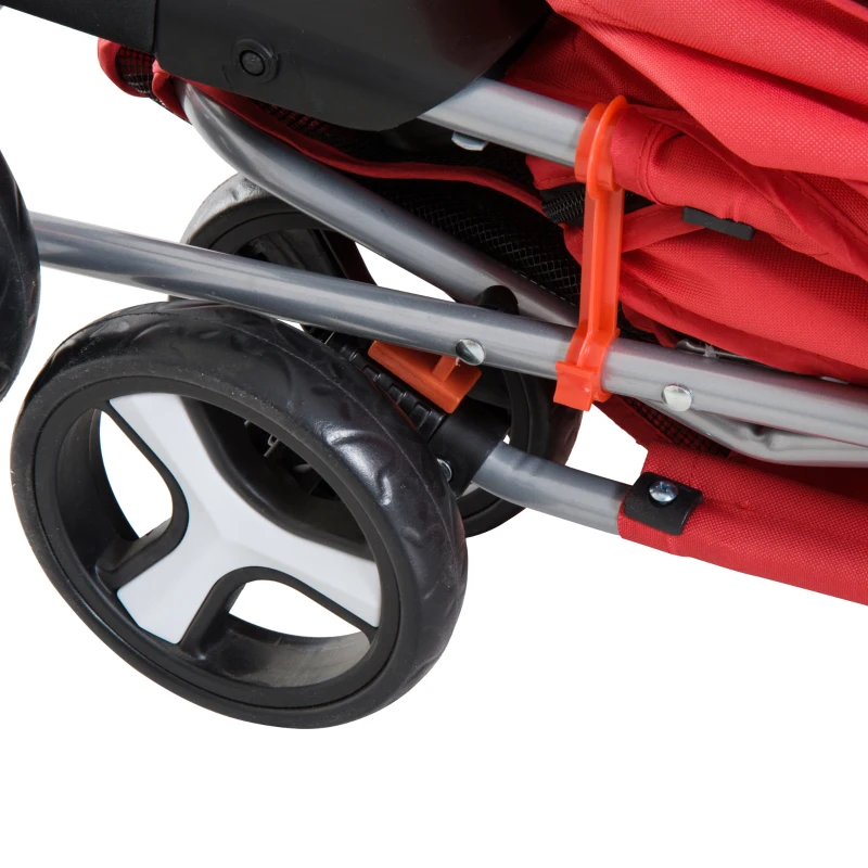 PawHut Poussette buggy pour chiens 75L x 46l x 94H cm pliable imperméable tissu 600D Oxford 4 roues rouge