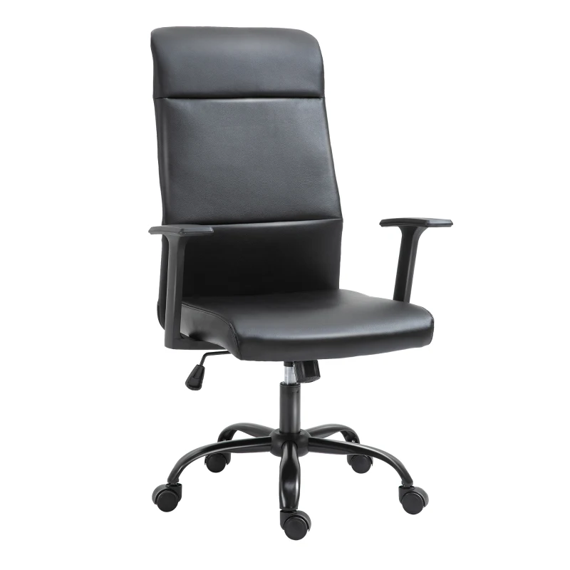 Vinsetto Fauteuil de bureau manager ergonomique pivotant 360° hauteur assise réglable revêtement synthétique PU noir