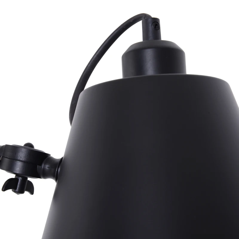 HOMCOM Lámpara de Pie Industrial Vintage para Dormitorio Estudio Salón con Luces E27 40W Pulsador de Pie Pantalla Ajustable 54x30x155cm