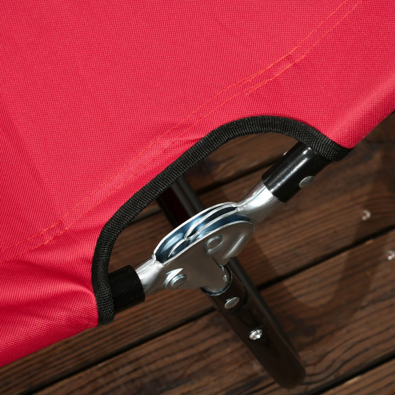 Outsunny Set of Two Folding Sun Loungers - Red
