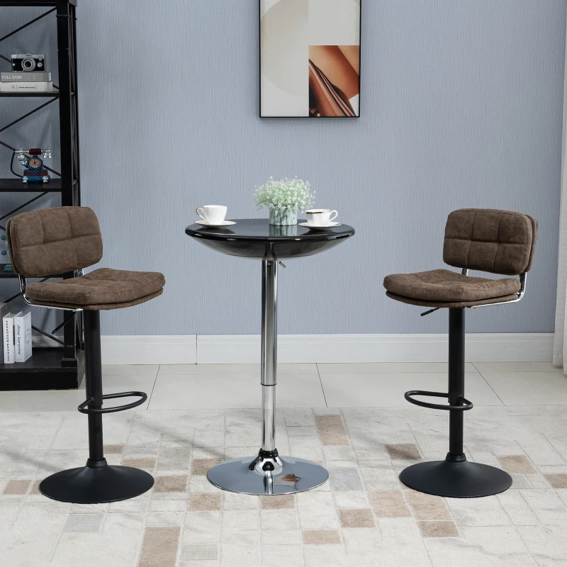 HOMCOM Set 2 Sgabelli Bar Moderni e Girevoli con Schienale e Poggiapiedi, Sgabelli da Cucina con Altezza Regolabile, Rivestimento Pelle PU e Imbottitura, 41.5x45x85-107cm
