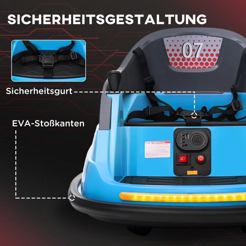 HOMCOM Elektro-Scooter für Kinder, 3 km/h, Lichter und Musik, Sicherheitsgurt, Blau