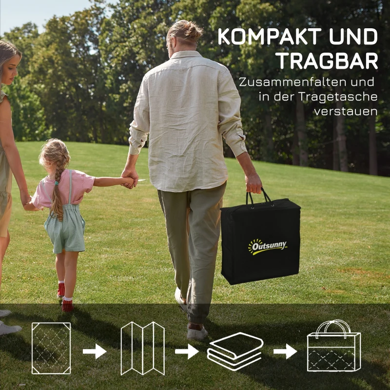 Outsunny Outdoor Wendeteppich, wasserfest, Blattmuster, 182x274cm, Grau/Weiß