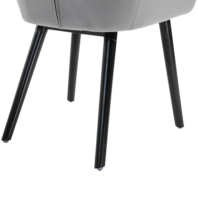 HOMCOM Chaises de salle à manger chaise de cuisine chaises de salon scandinave - Lot de 2 - Pieds effilés Bois Noir - Velours Gris