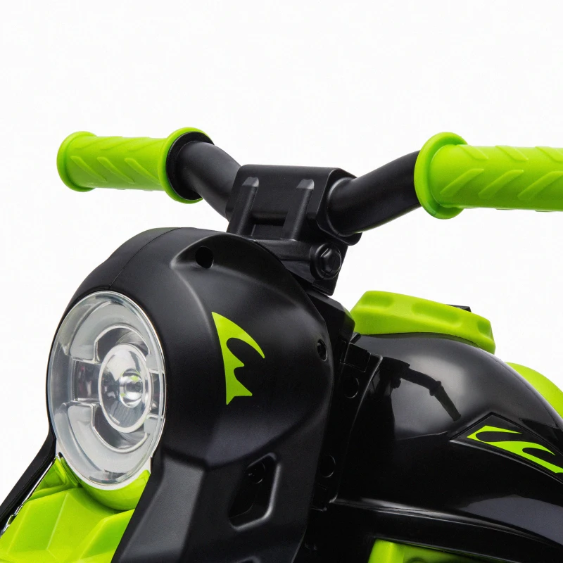 AIYAPLAY Moto Eléctrica para Niños de +2 Años con Función de Soplar Burbujas Faros Música Velocidad 3 km/h Carga 30 kg Verde