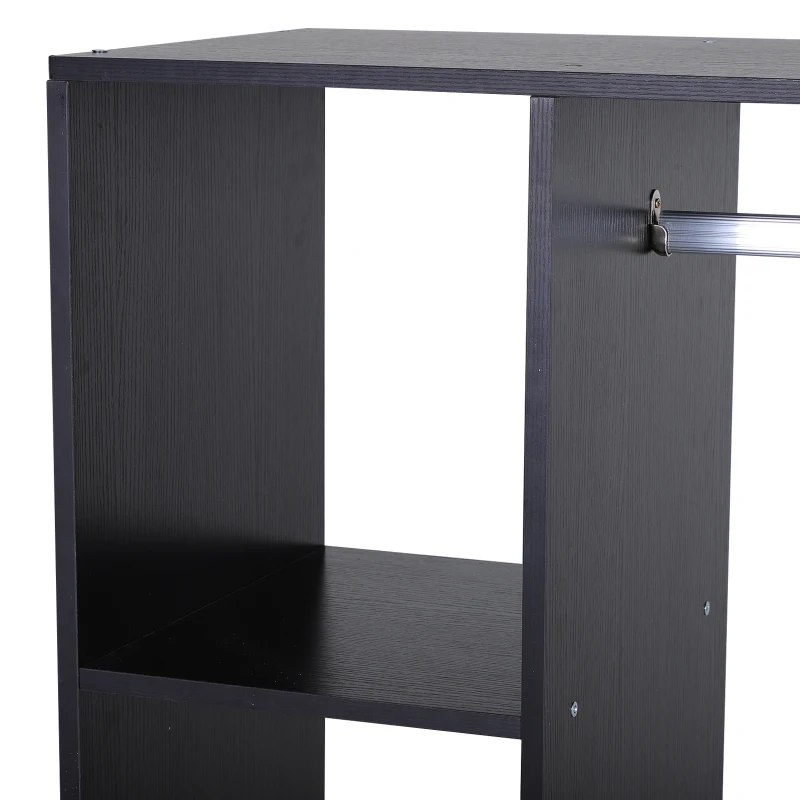 HOMCOM Kleiderschrank auf Rollen, mobile Garderobe, Garderobenschrank, Rollbarer Kleiderständer, 80 x 40 x 128 cm, Schwarz