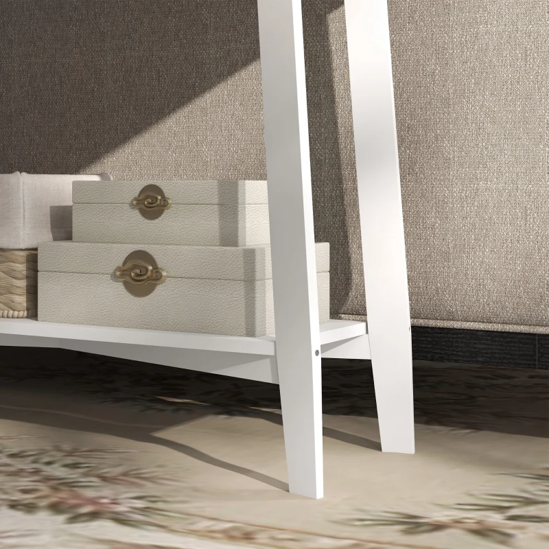 HOMCOM Consola Recibidor Mesa de Entrada con 2 Cajones de Diseño de Ratán y Estante Abierto para Pasillo 100x30x81 cm Blanco