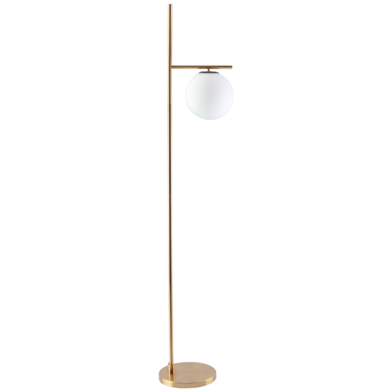 HOMCOM Lampadaire lampe à pied en métal avec abat-jour câble de 180 cm avec interrupteur à pied 30 x 25 x 159 cm or blanc