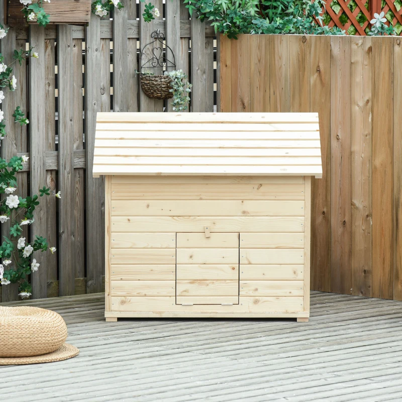 PawHut Entenstall Entenhaus mit zu öffnenden Kippdach Geflügelstall Hühnerstall Hühnerhaus mit erhöhten Boden und Rampe an der Vordertür Tannenholz Natur 100 x 82,5 x 91 cm