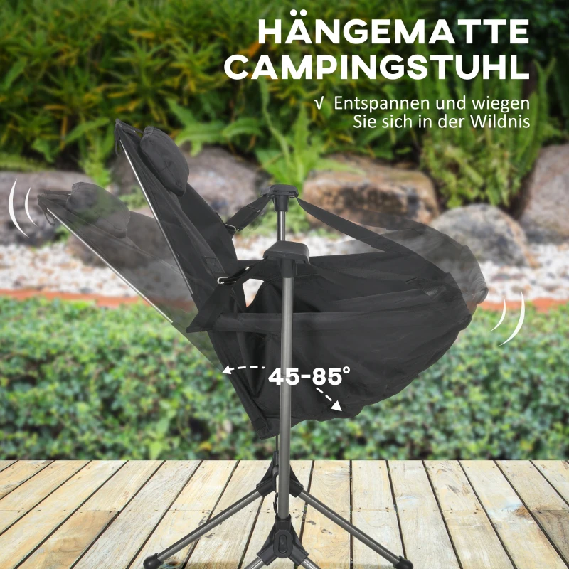 Outsunny Camping-Schaukelstuhl, faltbar, verstellbare Rückenlehne, Aluminiumrahmen, 54 x 100 x 101cm, Schwarz