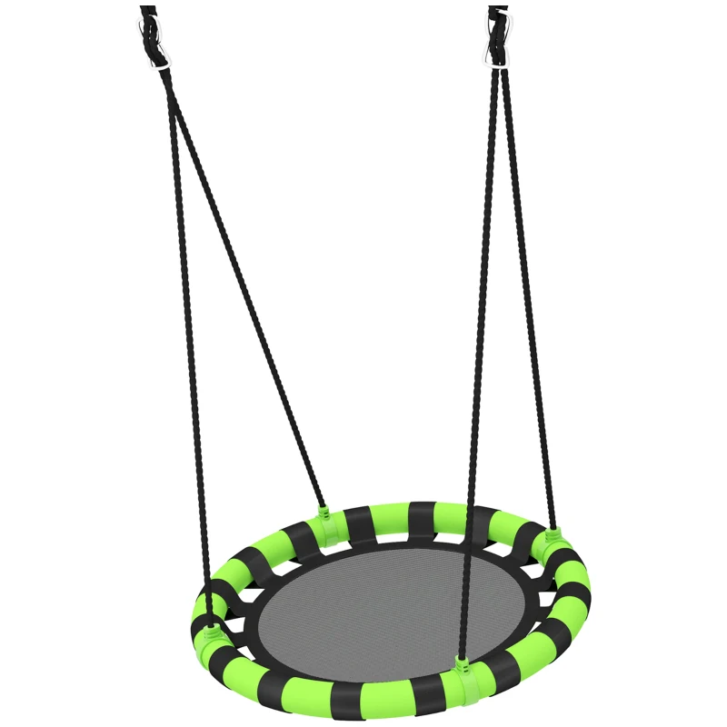 AIYAPLAY 60cm Diameter Kid Nest Swing Seat with Height Adjustable Ropes, for Outdoor, Indoor, Black/Green