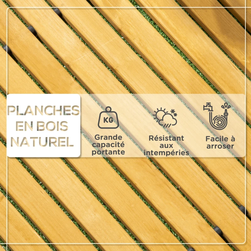 Outsunny Allée chemin de jardin en lattes de bois enroulable - bois massif de pin 185 x 60 cm