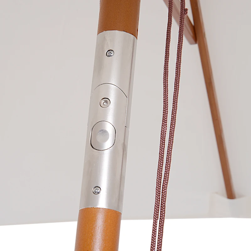 Outsunny Ombrellone da Giardino Inclinabile 2x1.5m a 6 Stecche con Palo in Legno di Abete e Corda, Beige