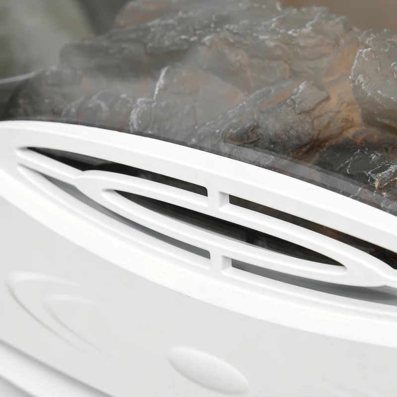 HOMCOM Camino Elettrico Effetto Fiamma e 3 Lati Aperti, Temperatura Regolabile 900W-1800W, Protezione da Surriscaldamento, Copertura 20-25m², 39x26x54.8cm, Bianco