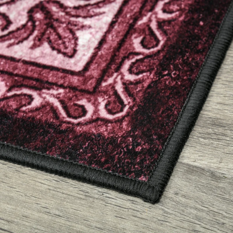 HOMCOM Tappeto Moderno Persiano in Poliestere per Interni, 200x140 cm, Rosso Ocra