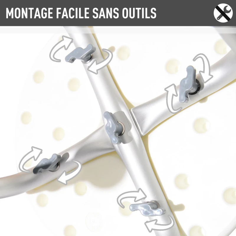 HOMCOM Tabouret de Douche réglable en Hauteur siège de Douche Ergonomique Pieds antidérapants Charge Max. 136 Kg alu HDPE Blanc