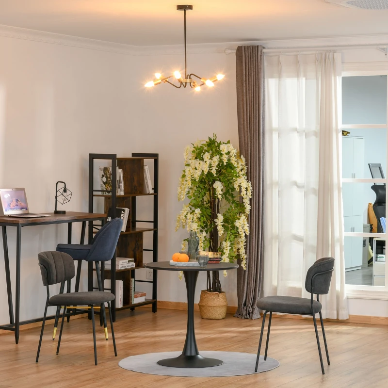 HOMCOM Kronleuchter Hängelampe Chandelier 6-flammig höhenverstellbar Pendelleuchte Deckenleuchte  Industrial mit E27 Lampenfassung für Wohnzimmer Schlafzimmer Metall Schwarz+Gold Ø48 x 120 cm