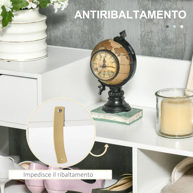 HOMCOM Mobile Scarpiera Salvaspazio con Ripiani e Cassetto per 12 Scarpe, 88x30x93cm, Bianco