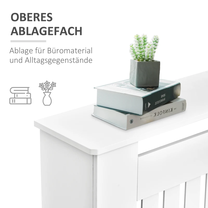 HOMCOM Heizkörperverkleidung Heizkörper, MDF, modernes Design, 112 cm x 19 cm x 81 cm, Weiß