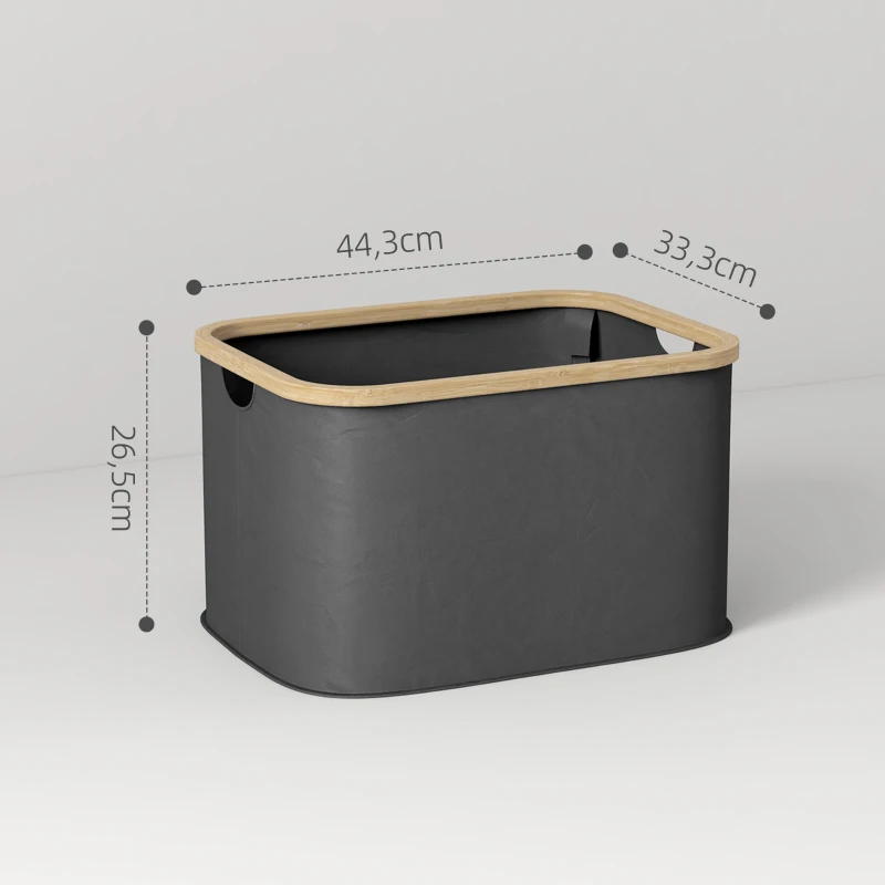 HOMCOM Cesto de la Ropa Sucia Plegable 36 L con Asas para Baño Dormitorio Lavadero 44,3x33,3x26,5 cm Negro