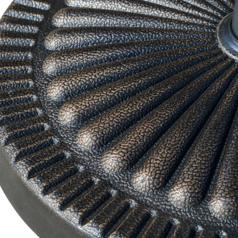 Outsunny Base de Sombrilla de Jardín Peso Neto 14,28 kg Soporte de Parasol Redondo Apto para Postes de 38mm/48mm Resina y Acero para Terraza Patio Exterior Ø48,5x33 cm Bronce