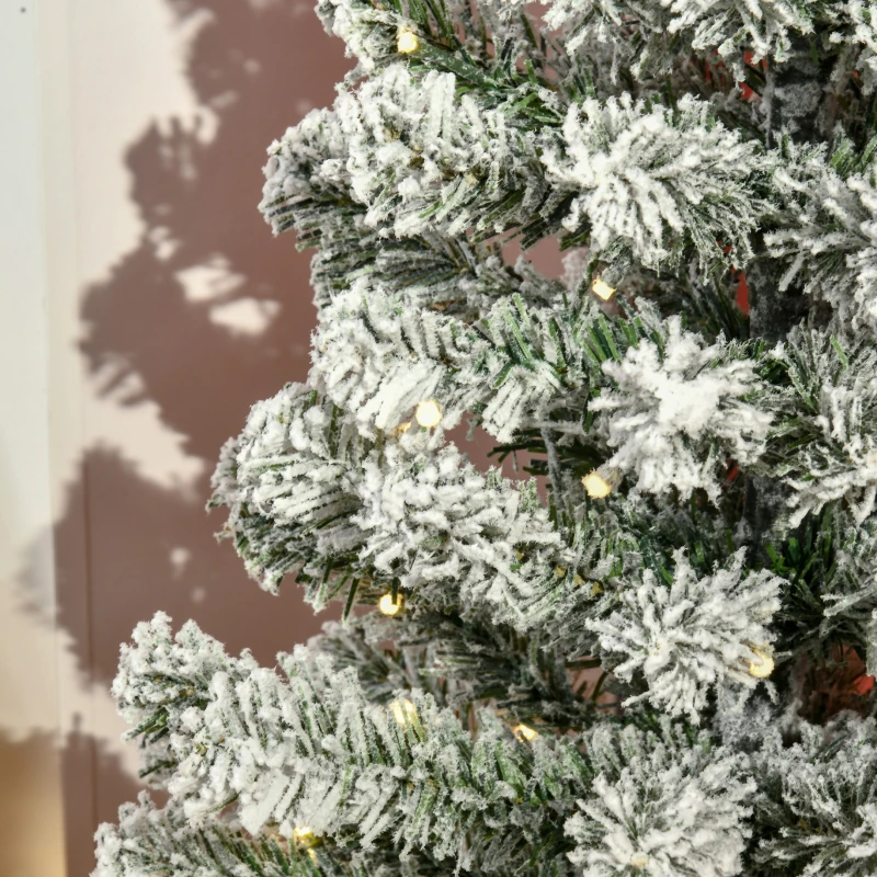 HOMCOM Árbol de Navidad Pequeño Artificial 90 cm con Luces LED 116 Ramas Maceta Desmontable y Soporte de Metal Decoración Navideña para Interior Ø40x90 cm Verde y Blanco